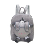 Flamingo Plush Backpack for Kids Pink Grey Small Bag