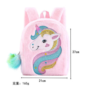 Unicorn Plush Backpack Embroidery Girls School Bag