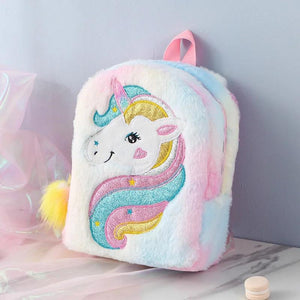 Unicorn Plush Backpack Embroidery Girls School Bag