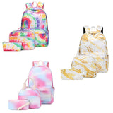 Colorful Girls School Bags Children Cartoon Lightweight Backpack with Lunch Bag