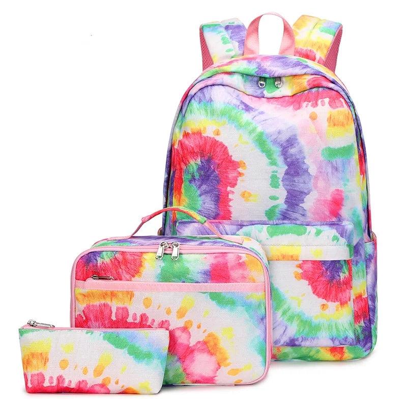 Colorful Girls School Bags Children Cartoon Lightweight Backpack with Lunch Bag