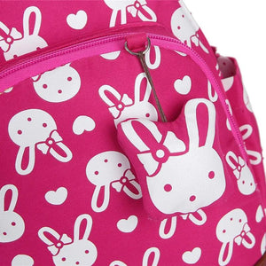 Children's Nylon School Backpack Rabbit Print Baby Boys Girls Bag