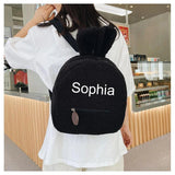 Personalised Bunny Backpack with Your Name Plush Rabbit Ear Satchel for Girls