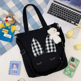 NONSAR Canvas Tote Bag Student Tutoring Cartoon Shoulder School Bag
