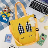 NONSAR Canvas Tote Bag Student Tutoring Cartoon Shoulder School Bag