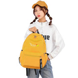 Waterproof Lady Nylon Student Backpack Solid Large Capacity School Bags