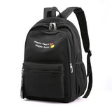 Waterproof Lady Nylon Student Backpack Solid Large Capacity School Bags