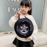 3D Tire Shaped Kids Backpack, Waterproof School Bag, 11 Inch Bookbag