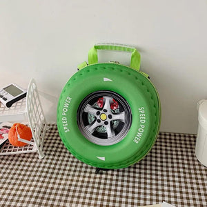 3D Tire Shaped Kids Backpack, Waterproof School Bag, 11 Inch Bookbag