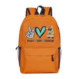 Peace Love Bulldog Print Canvas School Bags for Teenage Girl Female Children