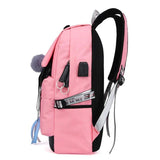 Canvas School Bags for Girls Teenagers Backpack Women Bookbag USB Charging
