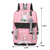 Canvas School Bags for Girls Teenagers Backpack Women Bookbag USB Charging
