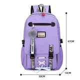 Canvas School Bags for Girls Teenagers Backpack Women Bookbag USB Charging