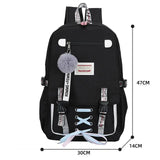 Canvas School Bags for Girls Teenagers Backpack Women Bookbag USB Charging