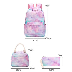 3Pcs/Set Starry Print Student Backpack - Lightweight Bookbag, Handbag, Pencil Ba