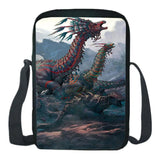Dino Print Messenger Bag for Kids Boys Girls T-Rex Bookbag