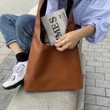Casual Shoulder Bag PU Leather Tote Handbag Winter Shopping Bags