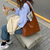 Casual Shoulder Bag PU Leather Tote Handbag Winter Shopping Bags