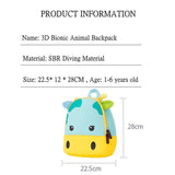 3D Cartoon Animal Backpack Lightweight Waterproof Softback for Kids