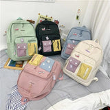 Girl School Bag Nylon Student School Backpacks Book Bags Matching Woman Backpack