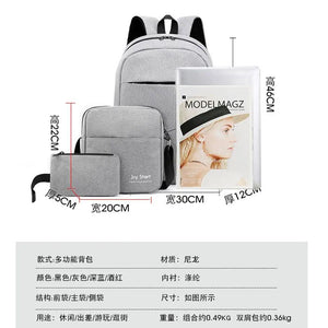 Men's Business Backpack Gray Charging Waterproof Casual Bag Rucksack