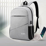 Men's Business Backpack Gray Charging Waterproof Casual Bag Rucksack