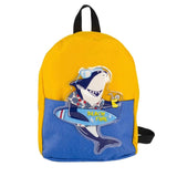 Yellow Shark Pattern Kids Backpack Bag Knapsack Waterproof Pack Student