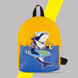 Yellow Shark Pattern Kids Backpack Bag Knapsack Waterproof Pack Student