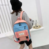 4-Piece Fashionable Female Backpacks Canvas Waterproof Bookbags