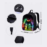 Galaxy Wolf Backpack for Kids Age 2-7, Anti Lost School Bag