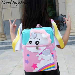 Unicorn Print School Backpack Waterproof Girls Pink Bookbag