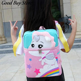 Unicorn Print School Backpack Waterproof Girls Pink Bookbag