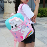 Unicorn Print School Backpack Waterproof Girls Pink Bookbag