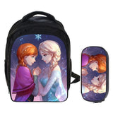 Elsa & Anna School Bags 2 PCS/ Set Backpack with Pencil Case for Teenager Boys