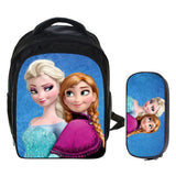 Elsa & Anna School Bags 2 PCS/ Set Backpack with Pencil Case for Teenager Boys
