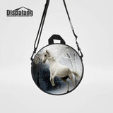 Crazy Horse Prints School Bag for Kids Round Messenger Bag