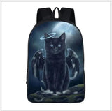 16inch Punk Gothic Cat Head School Bags Student Bagpack Girls Boys Backpack
