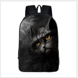 16inch Punk Gothic Cat Head School Bags Student Bagpack Girls Boys Backpack