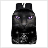 16inch Punk Gothic Cat Head School Bags Student Bagpack Girls Boys Backpack