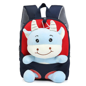 3D Cattle Plush Toy Kids Backpack, School Bag for Age 4-8