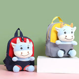 3D Cattle Plush Toy Kids Backpack, School Bag for Age 4-8