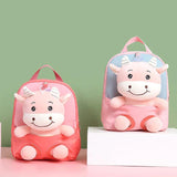 3D Cattle Plush Toy Kids Backpack, School Bag for Age 4-8