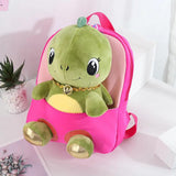 3D Dinosaur Tortoise Plush Toy Children Backpacks, Kindergarten School Bags