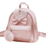 Small Girl Backpack Solid Kids School Bag with Bow