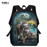 Wolf Moon Print School Backpack for Boys Kids Kindergarten Mini School Bags