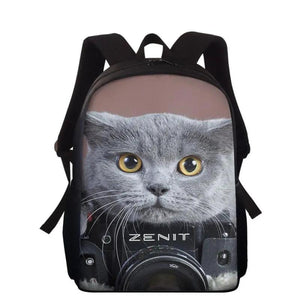16inch Girls Cat 3D Printing School Bagpack