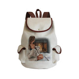 Hipster Girl Print Backpack Canvas Personalized Name Pack School Travel