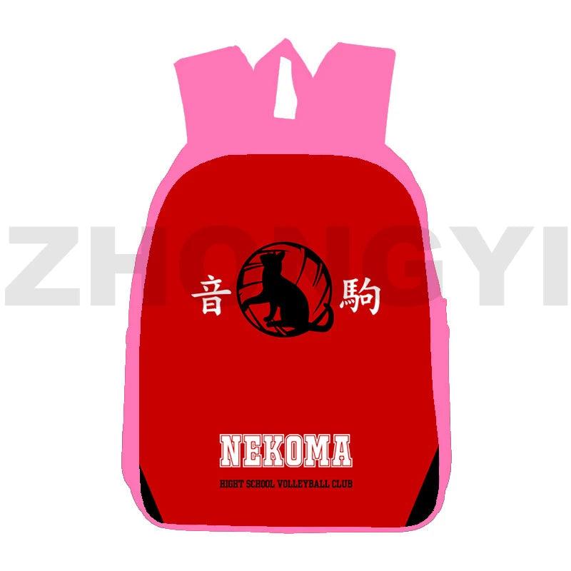 Haikyuu 3D Anime Nekoma Backpack 16 Inch Pink Student School Bag