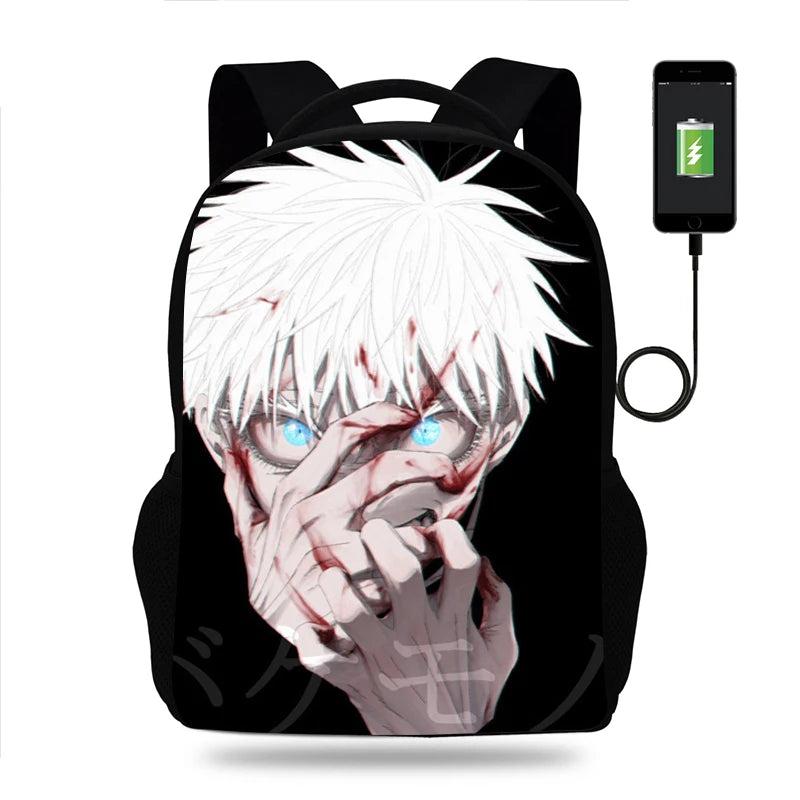 Anime Backpack Children Book Bags Men Women Rucksack USB Travel Knapsack
