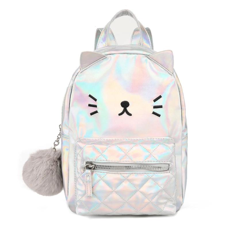 Kids Mini Cat Backpack for Girls Kindergarten Bookbag Laser Cartoon Pack